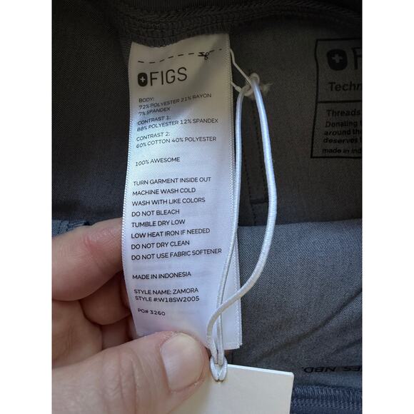 NWT FIGS gray w green drawstring Zamora joggers scrub pants sz XXS nurse medical - Picture 6 of 9